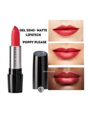 Mary Kay Gel Semi - Matte NWT Poppy Please Lipstick Make Up Bright Red Orange